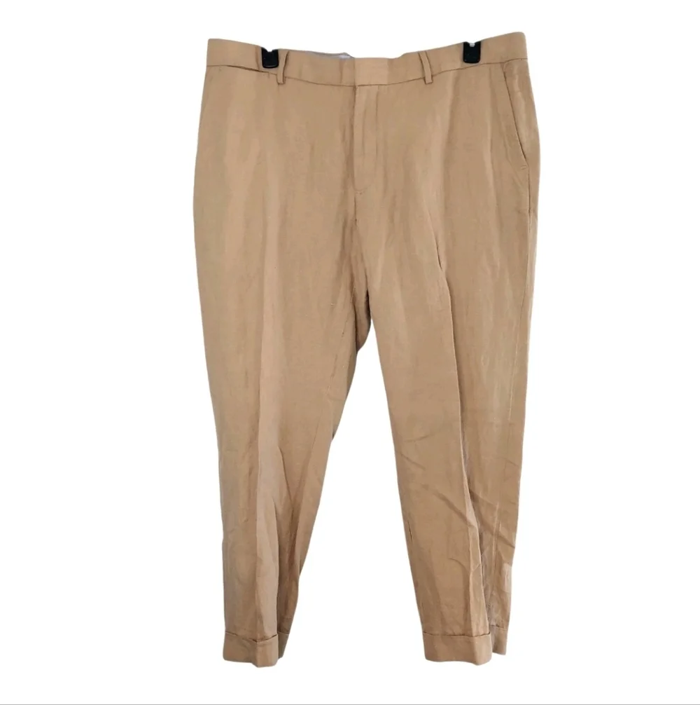 Polo Ralph Lauren Men Pants Size 42 X 30 Coastal Beige Linen Suit Trouser New